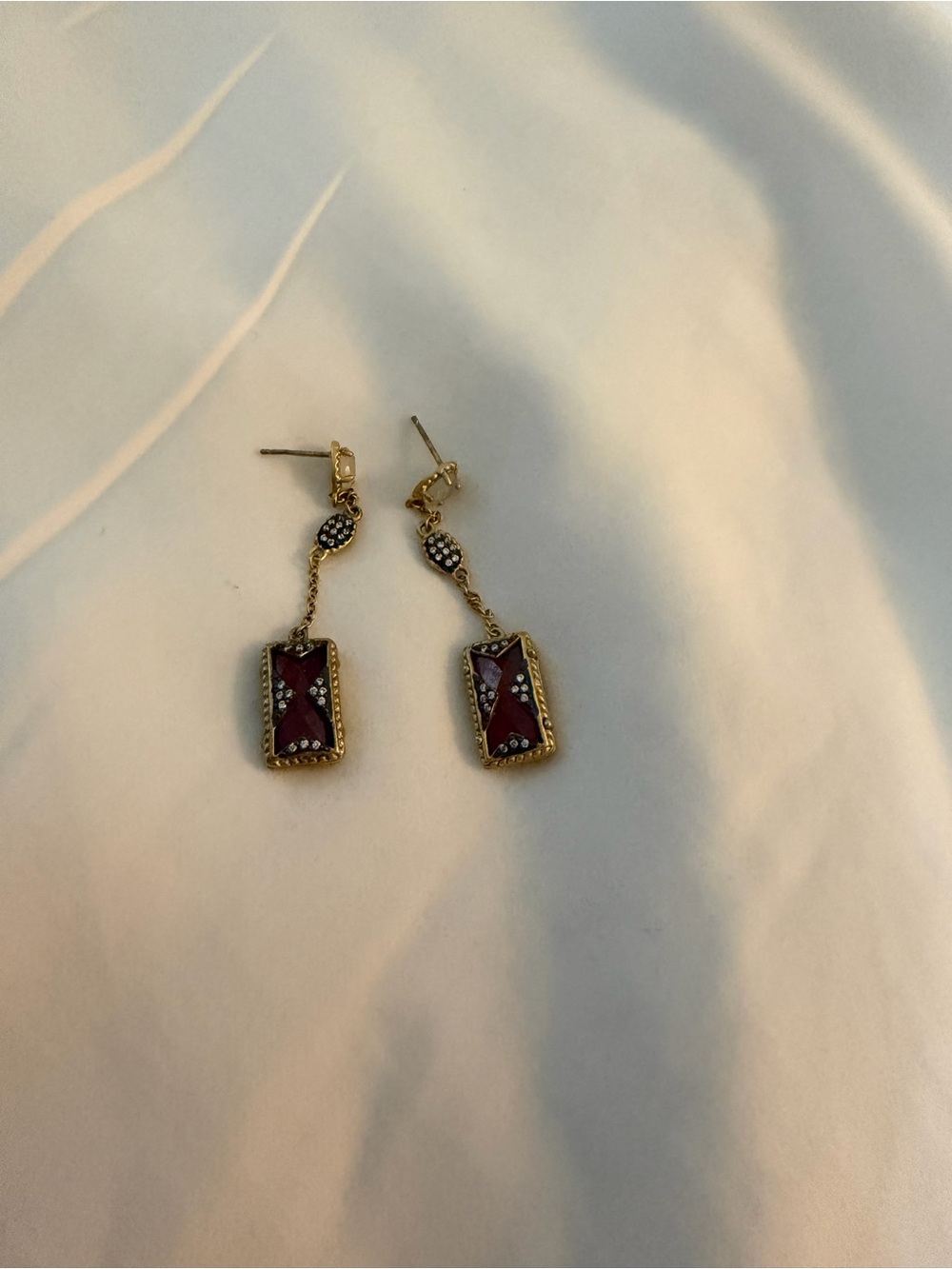 Freida Rothman Rouge Linear Drop Earrings - Picture 2 of 3